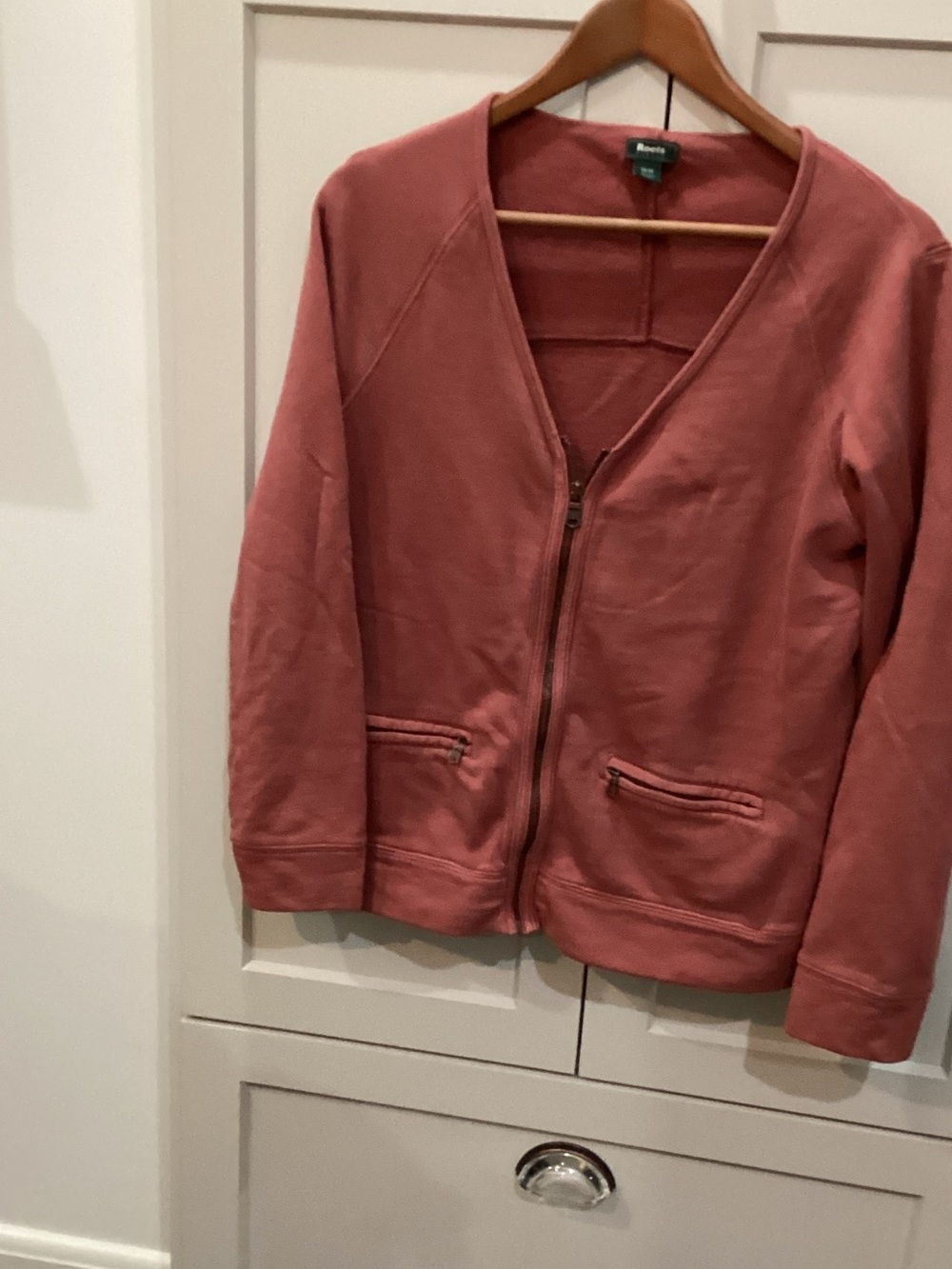 Roots Dusty Rose Zip Front Cardigan